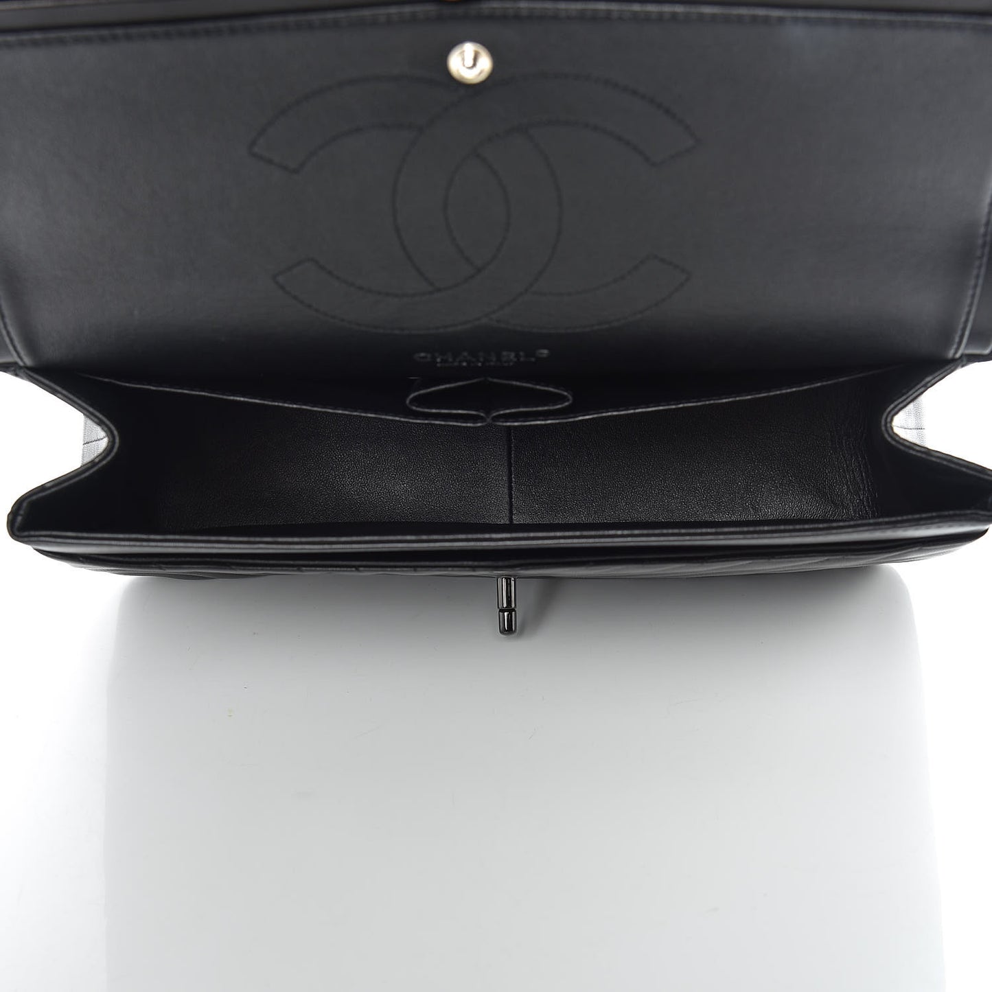 Lambskin Chevron Quilted Jumbo Double Flap So Black