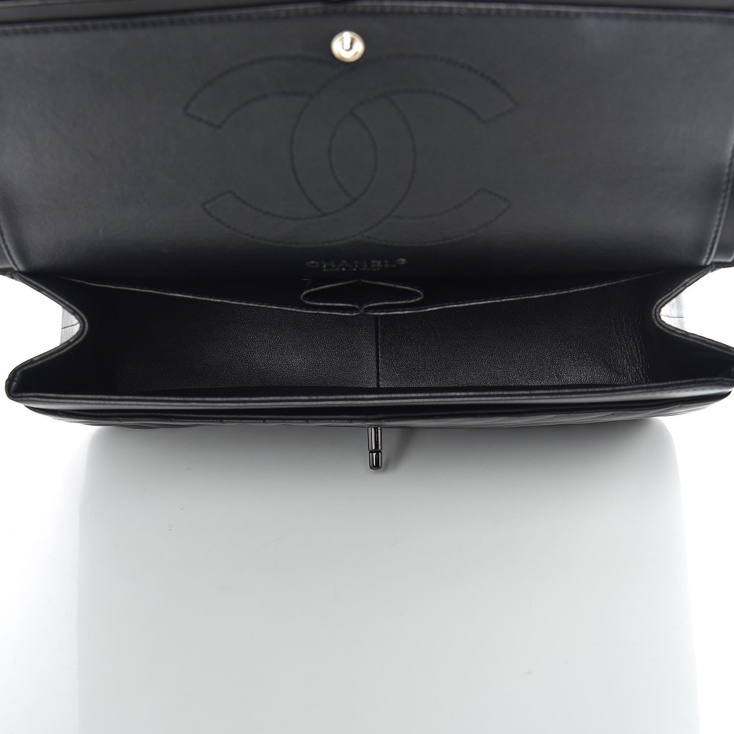 Chanel Lambskin Chevron Quilted Jumbo Double Flap So Black 8 of 11