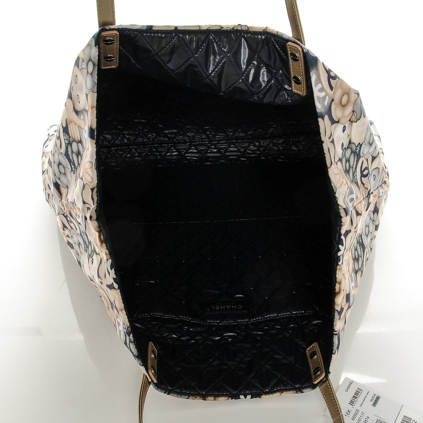 Nylon Cat Emoticon Tote Navy Gold