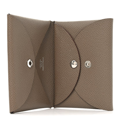 Hermes Epsom Calvi Duo Card Case Etoupe 5 of 7