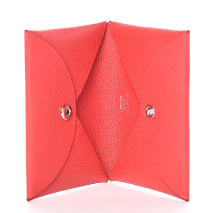 Hermes Epsom Calvi Card Case Rouge Casaque 5 of 11
