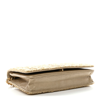 Chanel Woven Straw Braided Ancient Greek Wallet On Chain WOC Beige 8 of 34