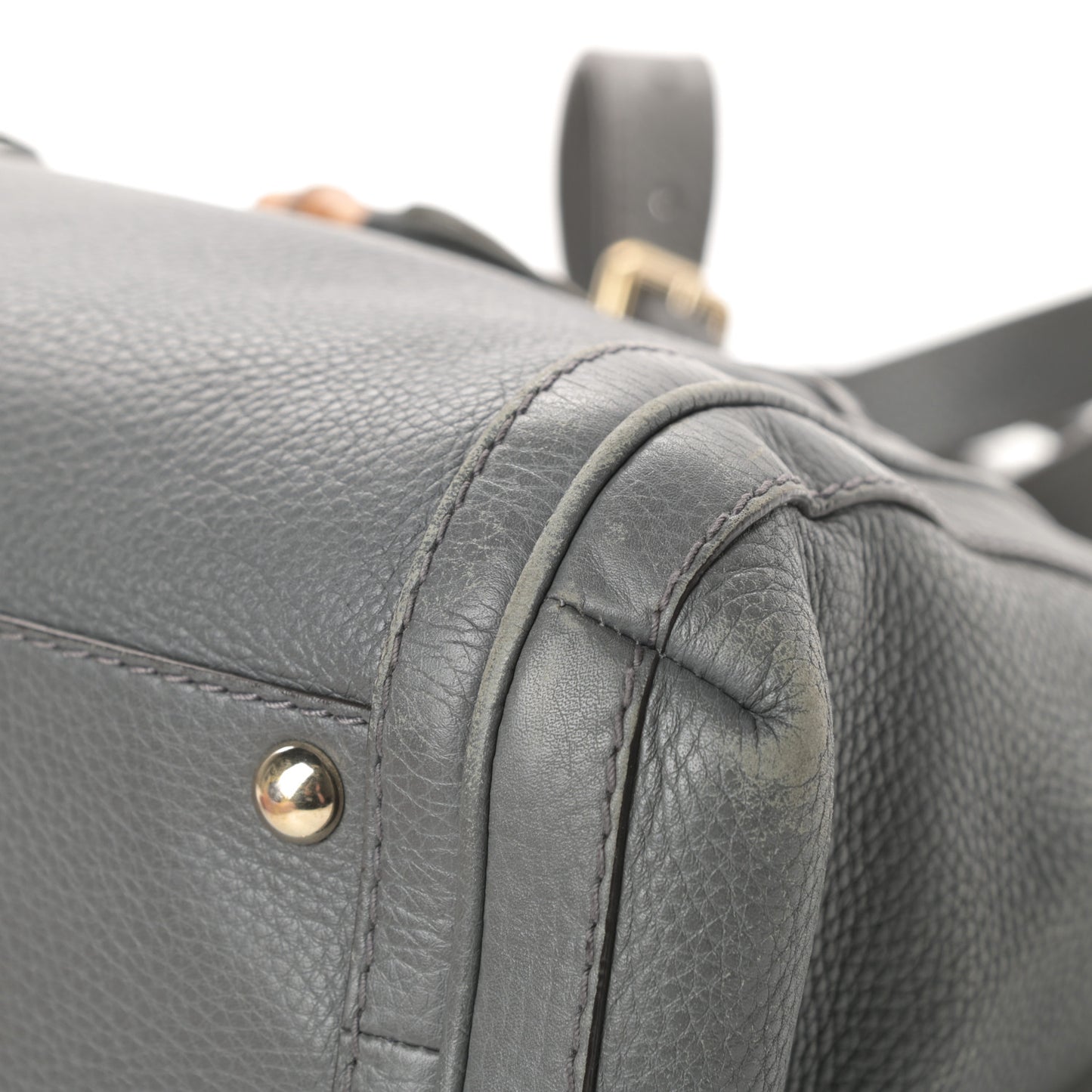 Pebbled Calfskin Small Bella Top Handle Bag Gray