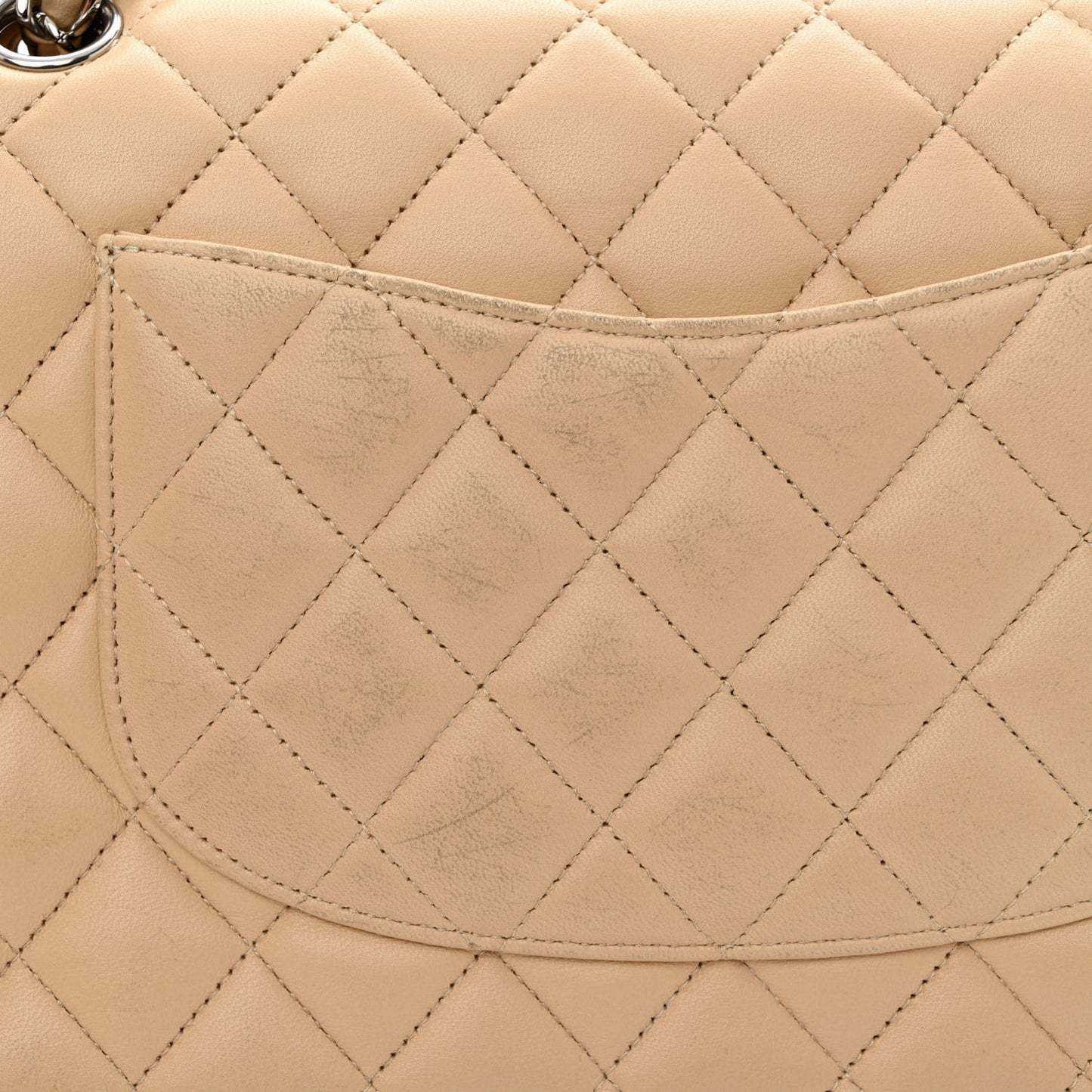 Lambskin Quilted Medium Double Flap Beige