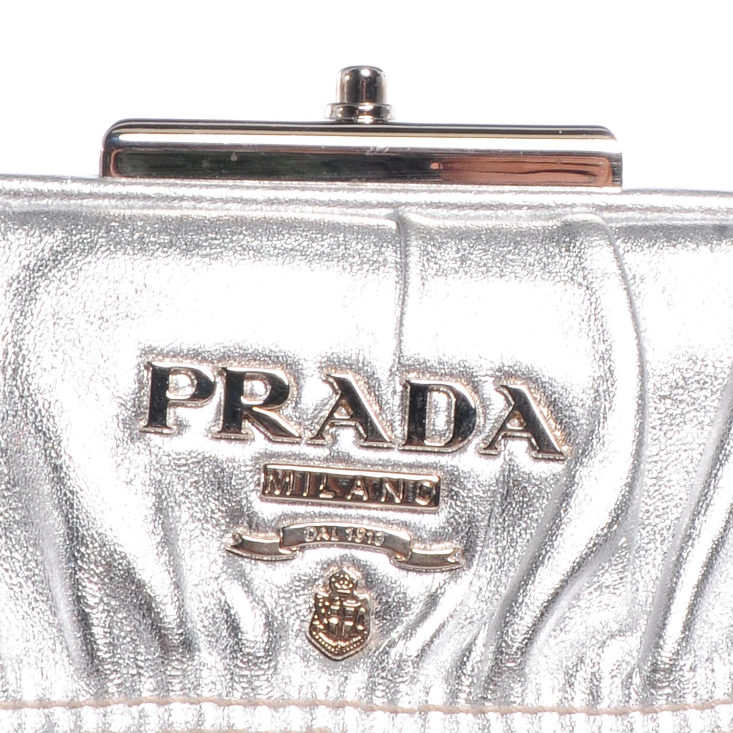 Prada Nappa Dressy Gaufre Frame Tote Argento 5 of 8