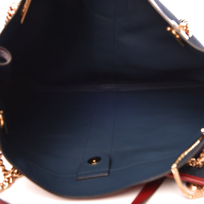 Gucci Suede Calfskin Large Rajah Chain Tote New Blue Romantic Cherry 6 of 9