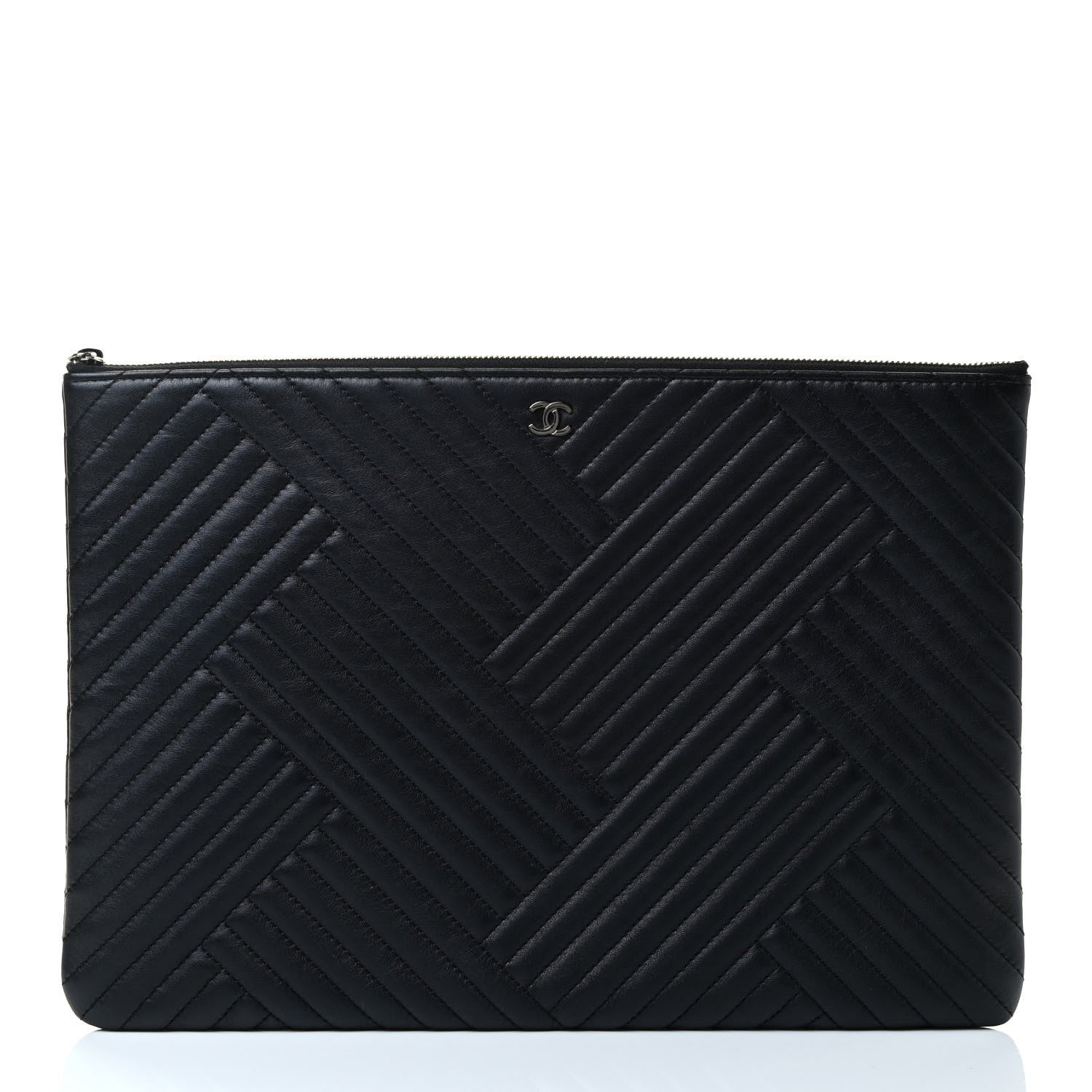 Chanel Lambskin Quilted Large Crossing Cosmetic Case Black 1 of 4