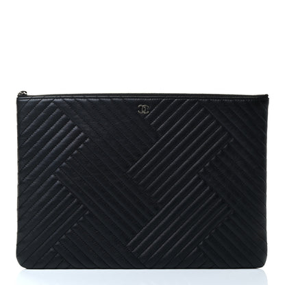 Chanel Lambskin Quilted Large Crossing Cosmetic Case Black 1 of 4