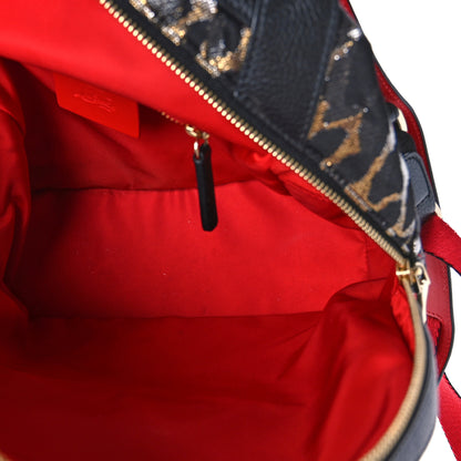 Christian Louboutin Nylon Calfskin Leopard Studded Small Backloubi Backpack Black 5 of 10