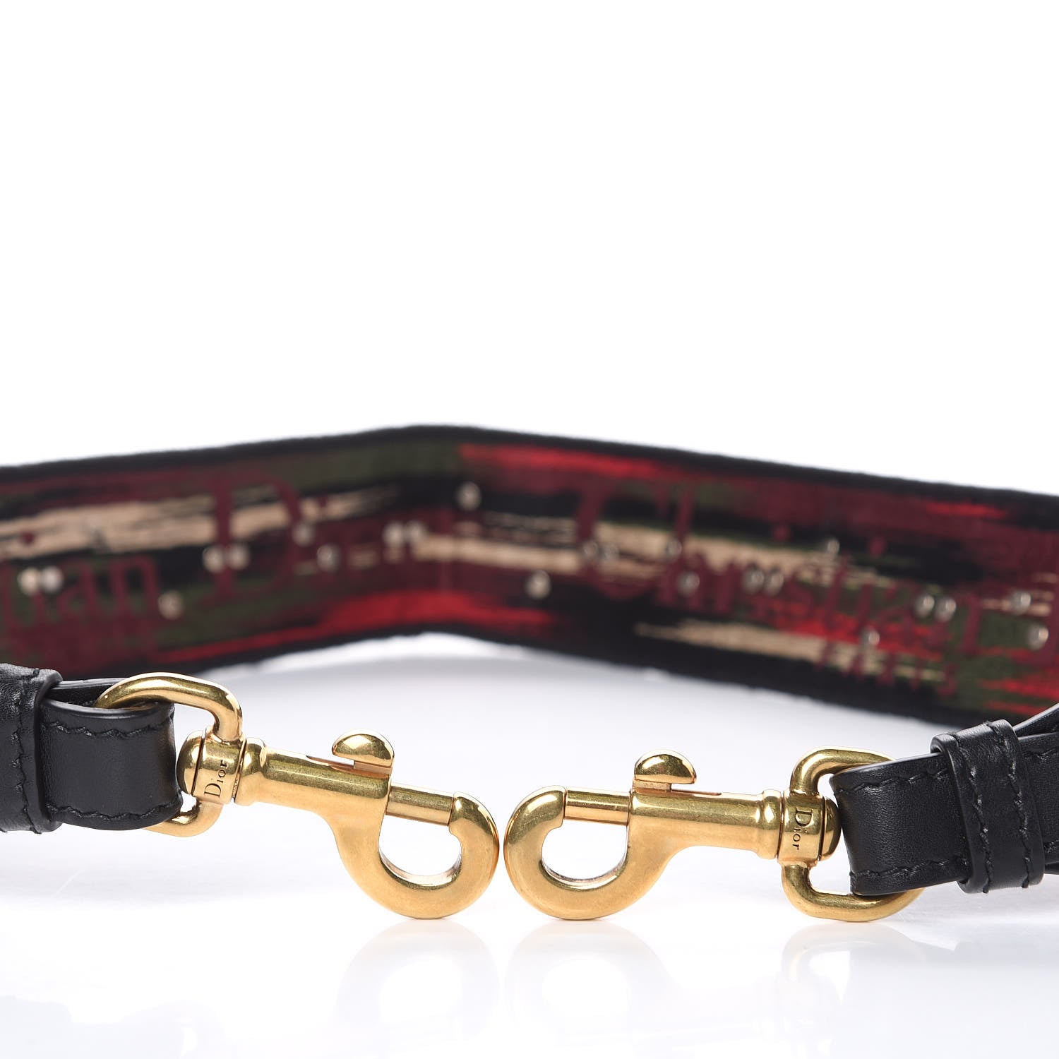 Christian Dior Canvas Embroidered Studded Bohemian Shoulder Strap Red 3 of 4