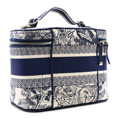 Christian Dior Canvas Embroidered Toile De Jouy Diortravel Vanity Case Blue 3 of 9