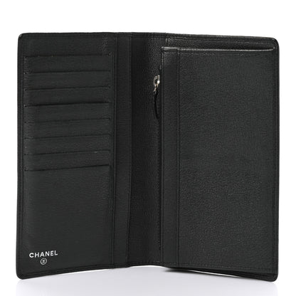 Chanel Goatskin Camellia Embossed Yen Wallet Black 5 of 8