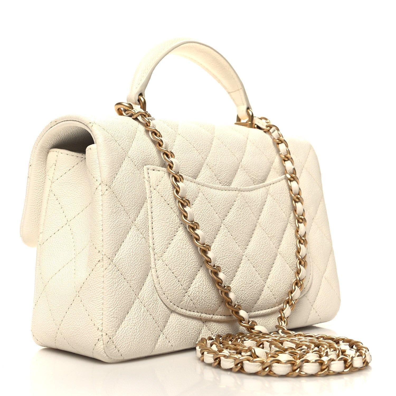 Chanel Caviar Quilted Mini Top Handle Rectangular Flap White 3 of 11