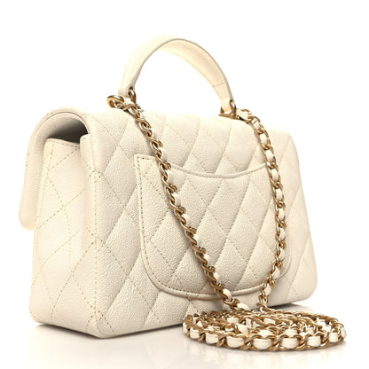Chanel Caviar Quilted Mini Top Handle Rectangular Flap White 3 of 11