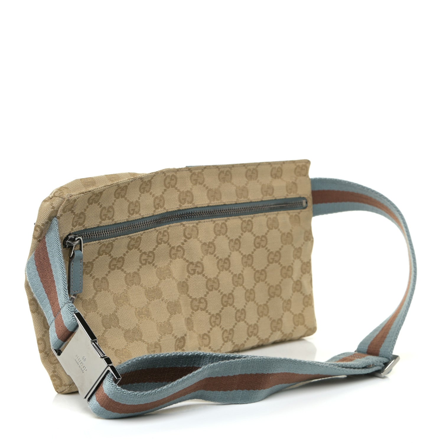 Gucci GG Monogram Web Double Pocket Belt Bag Blue 3 of 11