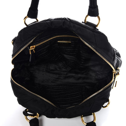 Prada Nylon Chevron Quilted Dome Satchel Black 5 of 12