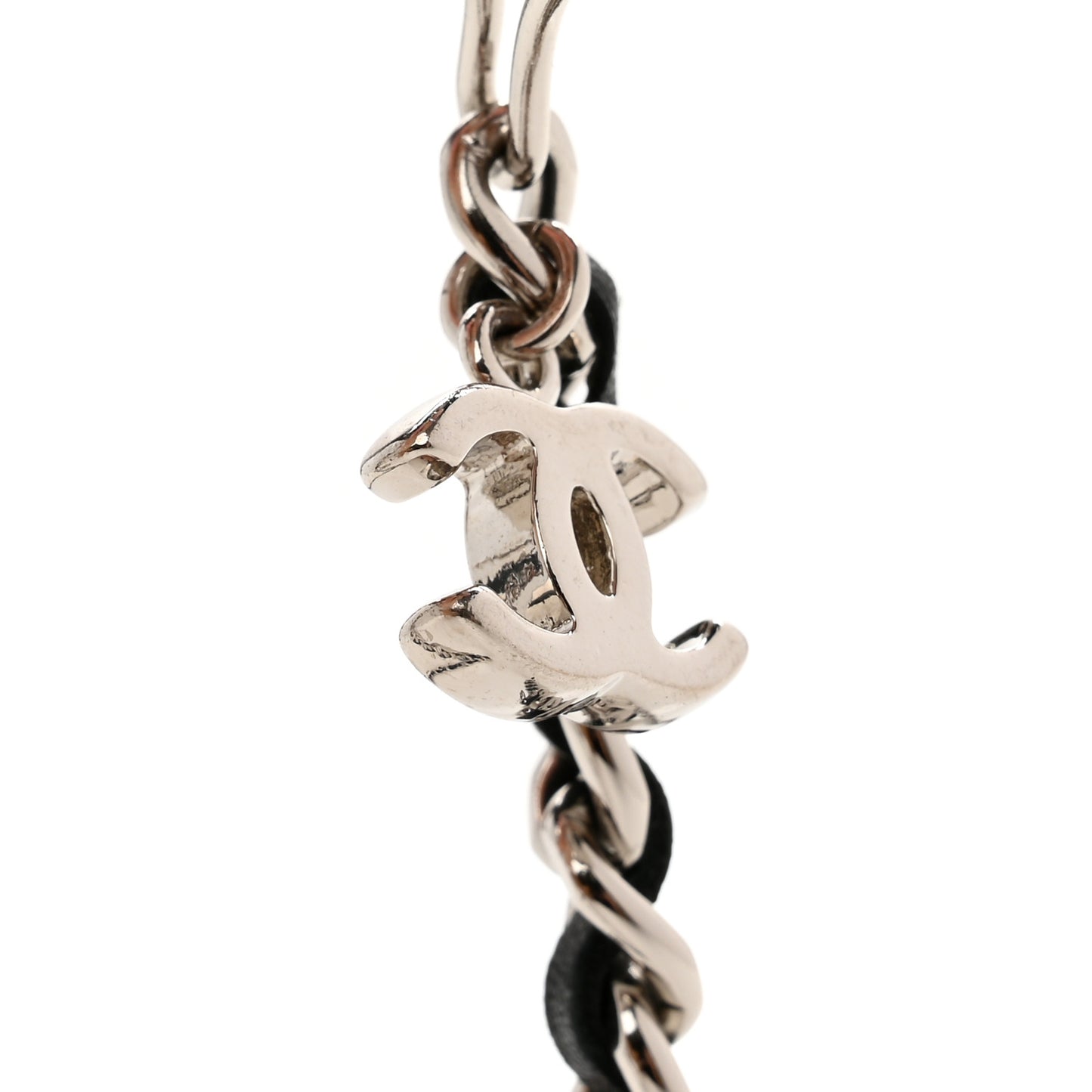 Lambskin Chain Logo Belt Black Gold