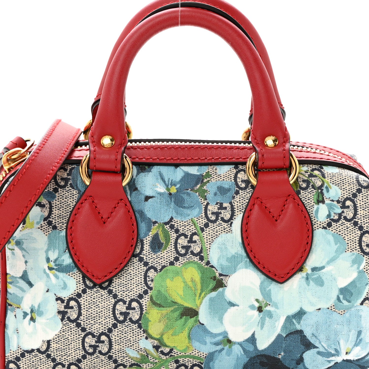 Gucci GG Supreme Monogram Blooms Mini Boston Navy Blue Hibiscus 8 of 11