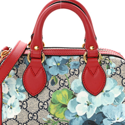 Gucci GG Supreme Monogram Blooms Mini Boston Navy Blue Hibiscus 8 of 11