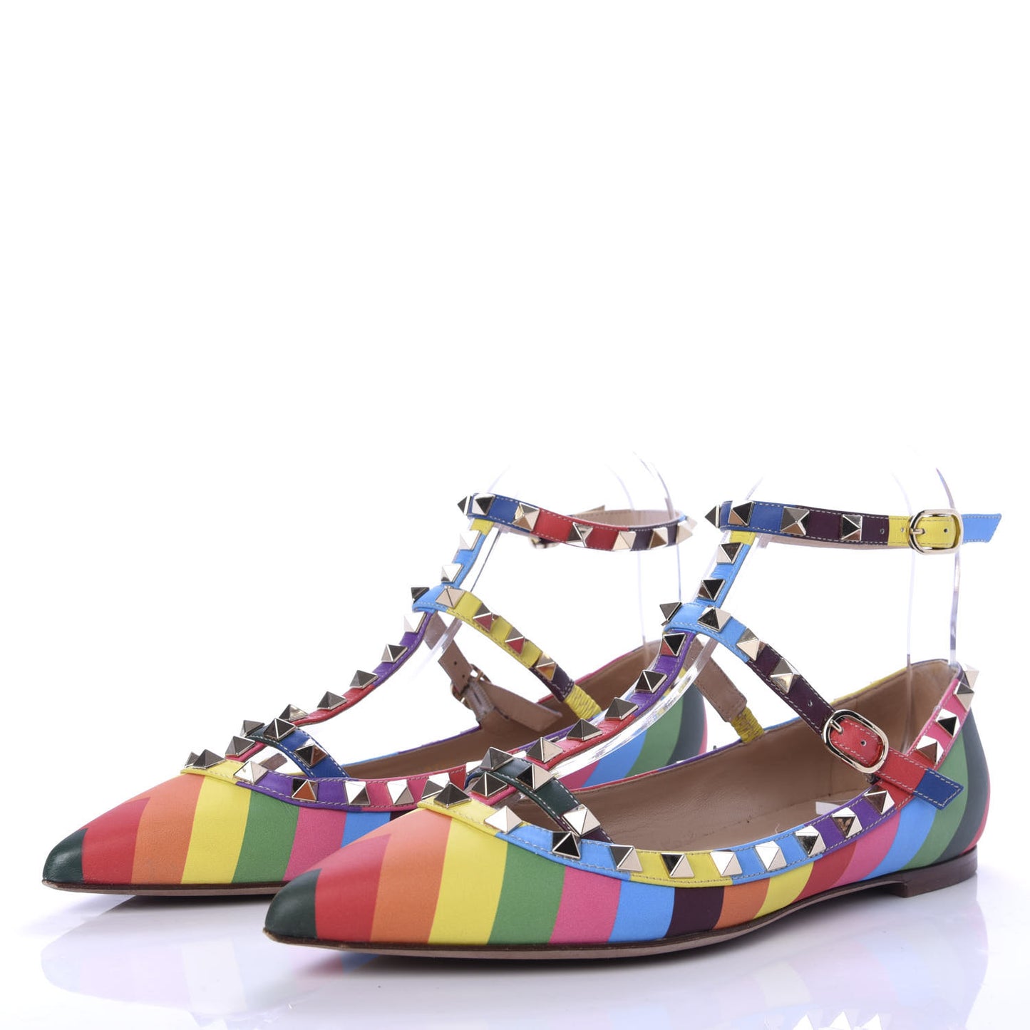 Calfskin 1973 Rockstud Cage Ballerina Flats 36.5 Multicolor