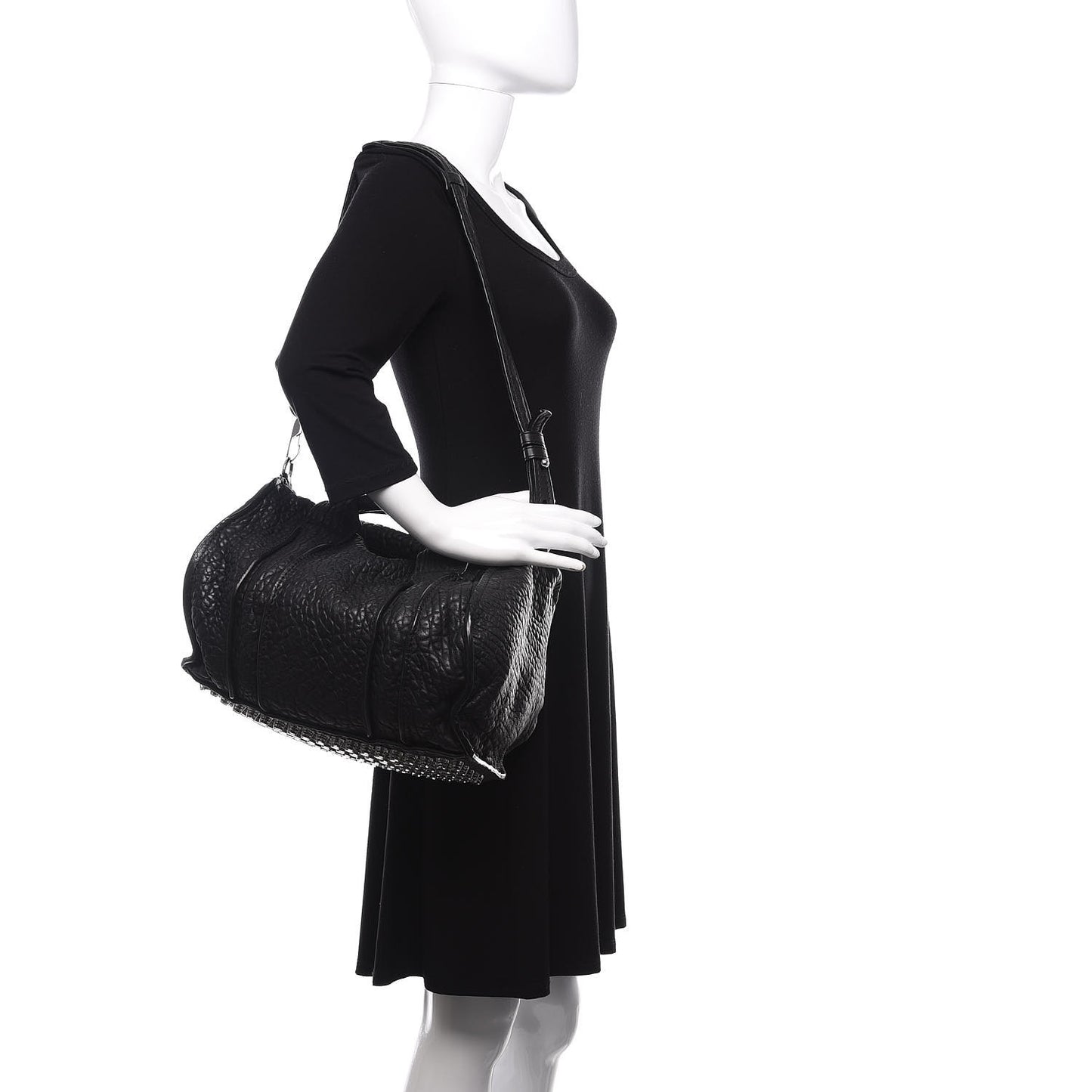 Pebbled Lambskin Inside Out Rocco Black Clear Resin Hardware