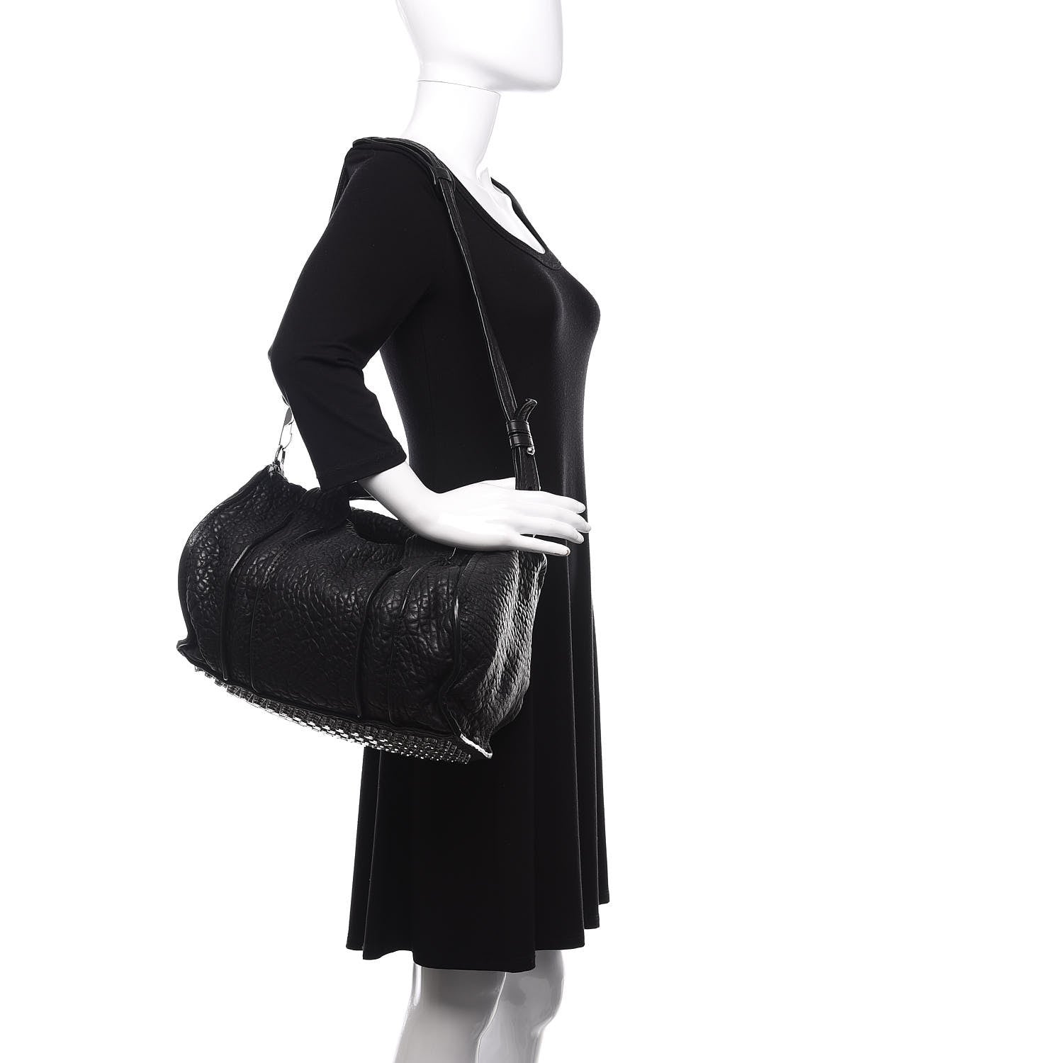 Alexander Wang Pebbled Lambskin Inside Out Rocco Black Clear Resin Hardware 3 of 10