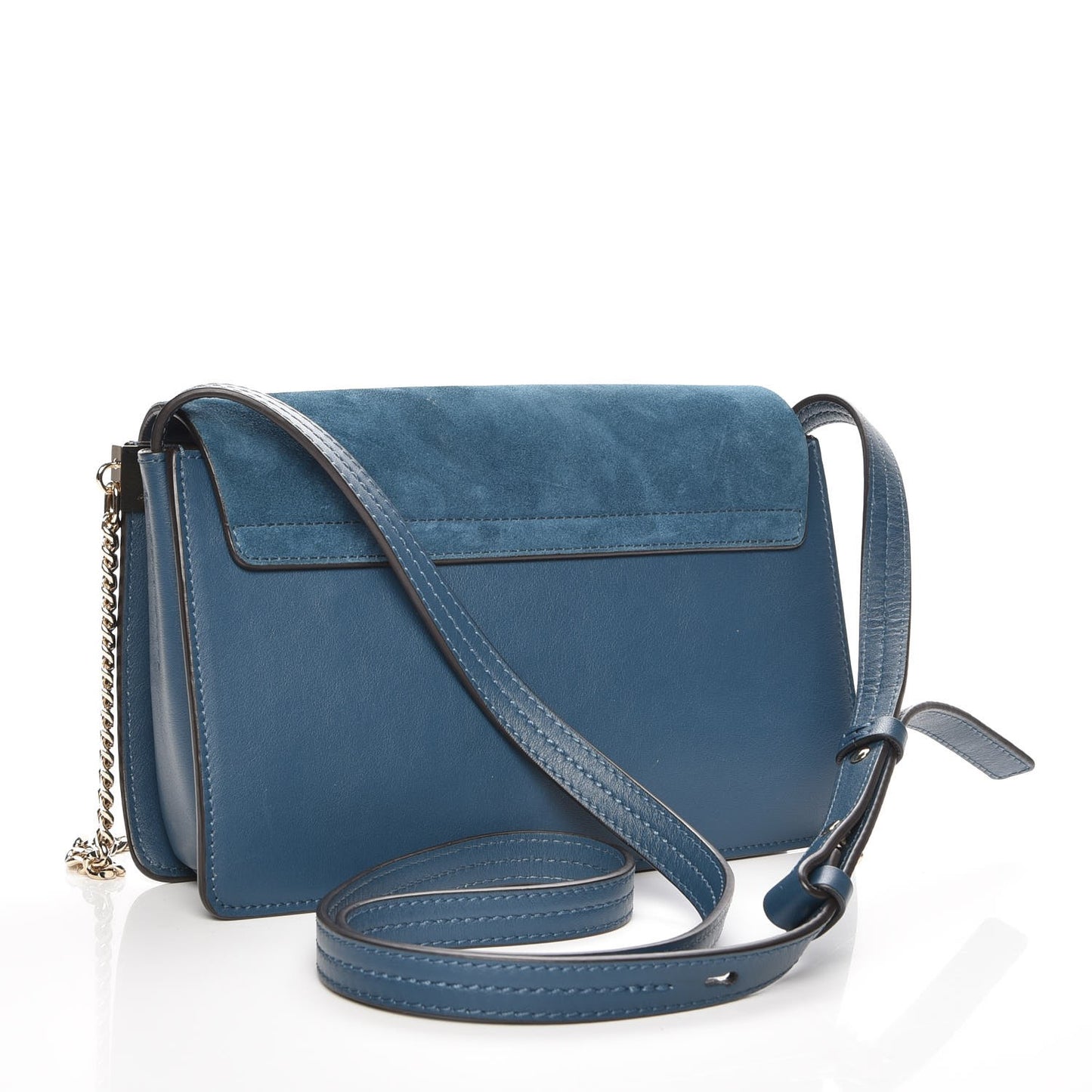 Suede Calfskin Small Faye Shoulder Bag Majolica Blue