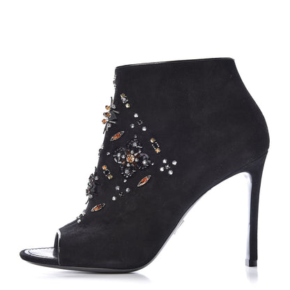 Louis Vuitton Suede Dark Muse Peep Toe Ankle Boots 41 Black 1 of 12