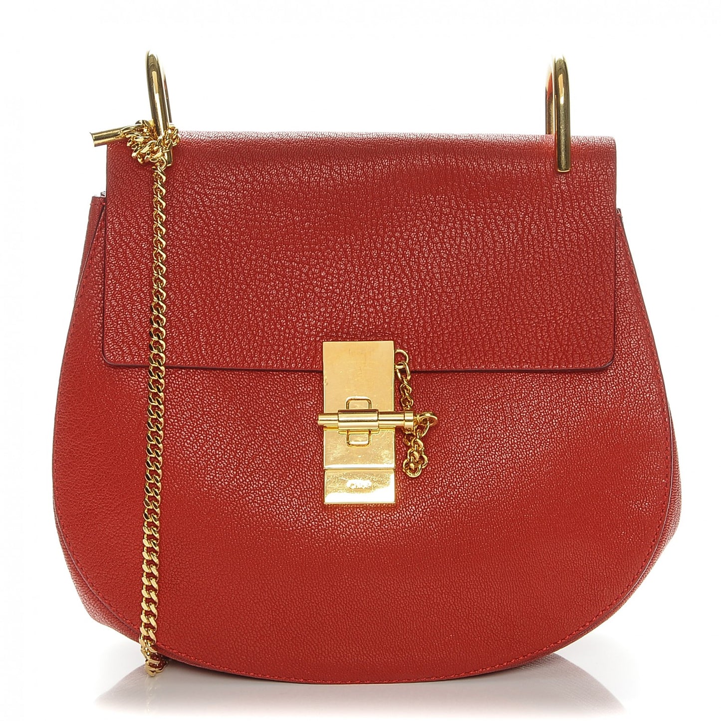 Grained Lambskin Drew Shoulder Bag Plaid Red
