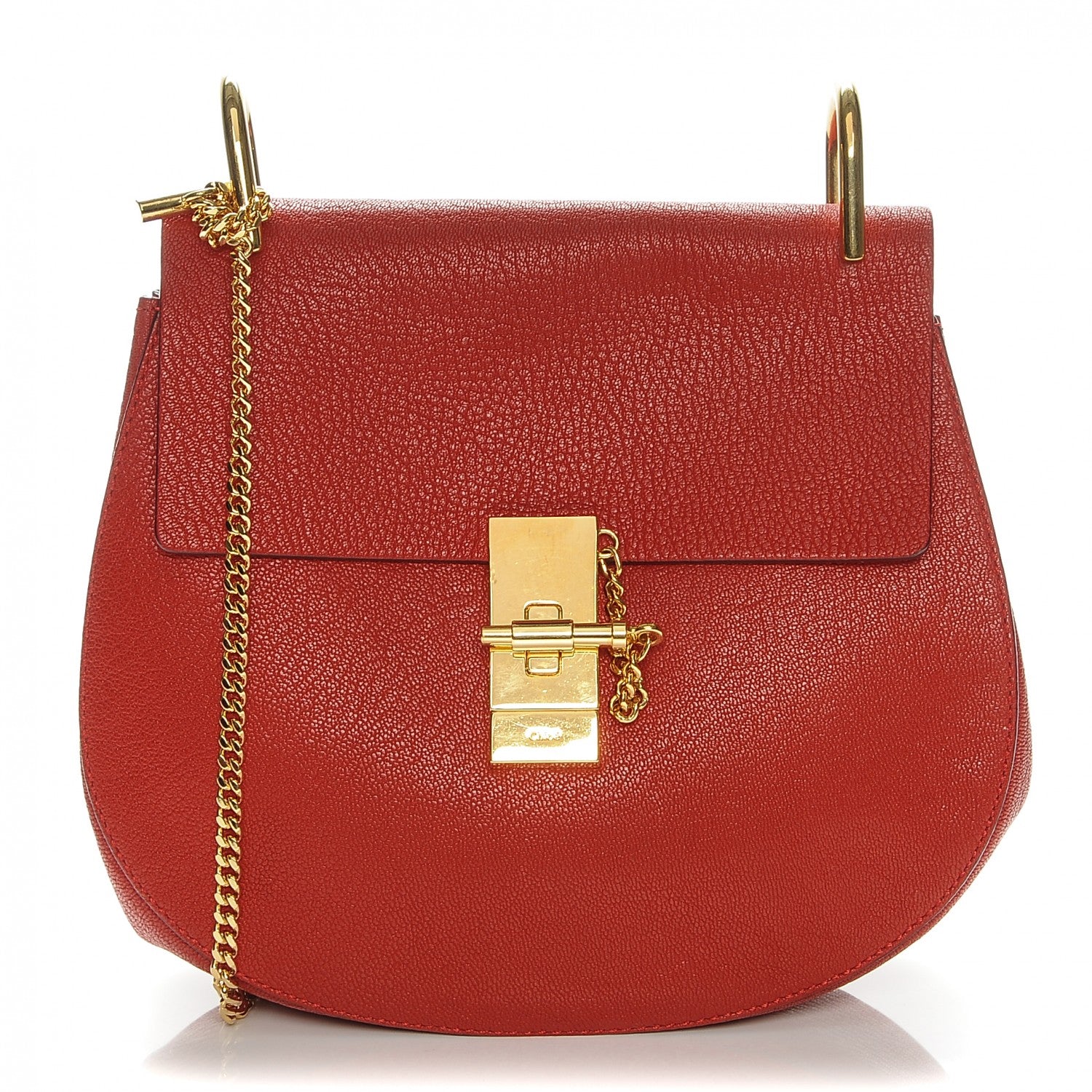 Chloe Grained Lambskin Drew Shoulder Bag Plaid Red 1 of 9