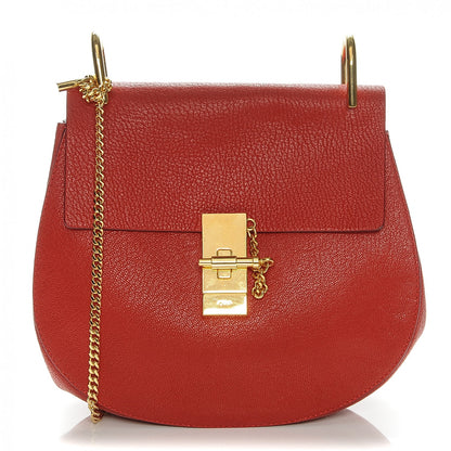 Chloe Grained Lambskin Drew Shoulder Bag Plaid Red 1 of 9