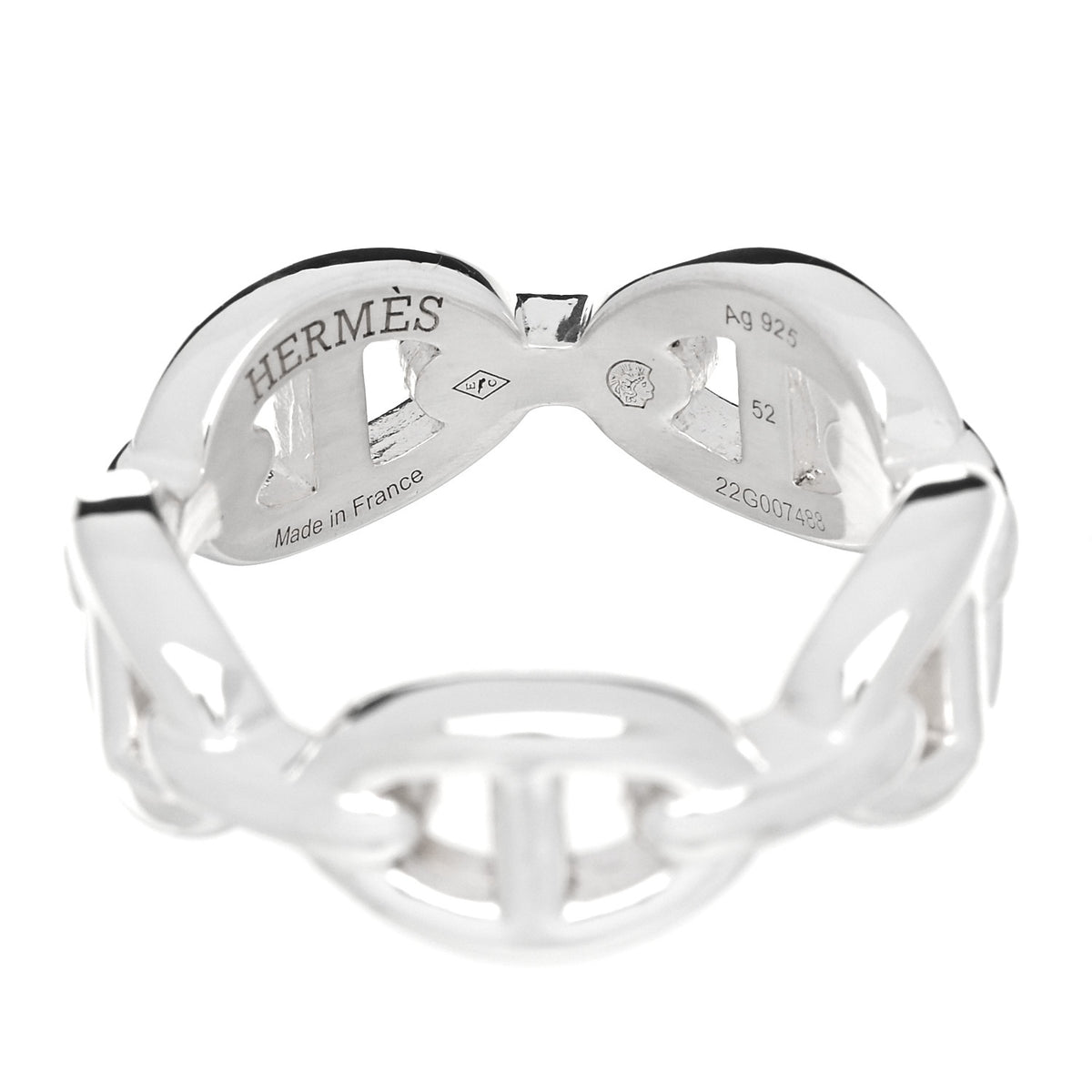 Hermes Sterling Silver PM Chaine d'Ancre Enchainee Band Ring 52 6 4 of 4