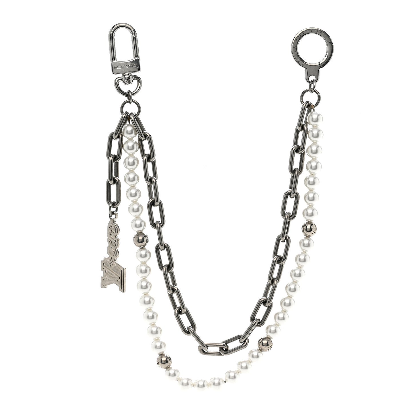Metal Pearls Mini Chain Belt Bag Charm Silver