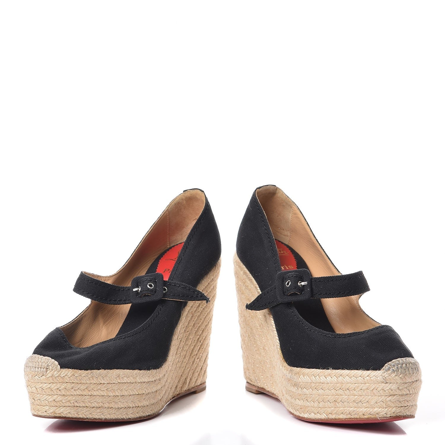 Christian Louboutin Canvas Mallorca Espadrille Wedges 40 Black 6 of 15