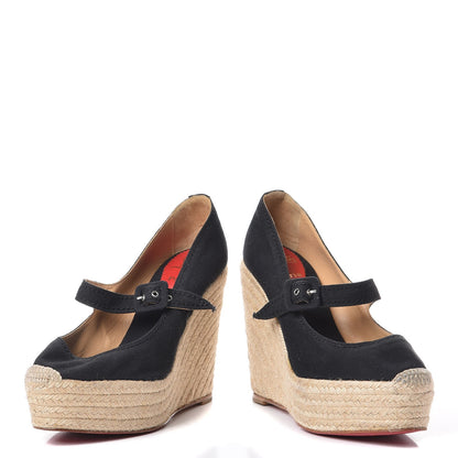 Christian Louboutin Canvas Mallorca Espadrille Wedges 40 Black 6 of 15