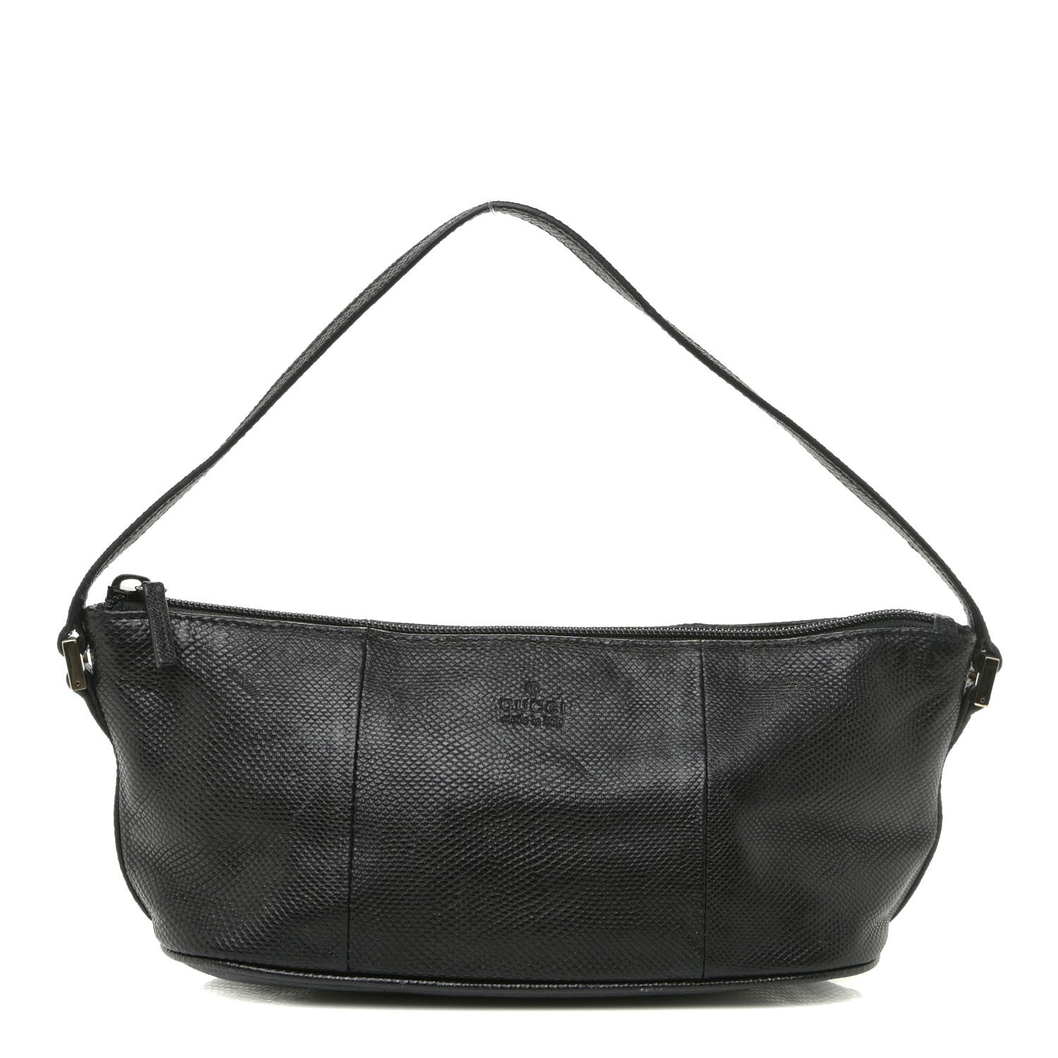 Gucci Calfskin Lizard Embossed Boat Pochette Black 1 of 15