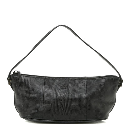 Gucci Calfskin Lizard Embossed Boat Pochette Black 1 of 15