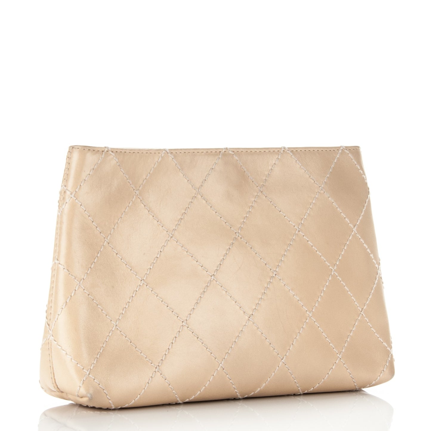 Lambskin Diamond Stitch Clutch Beige