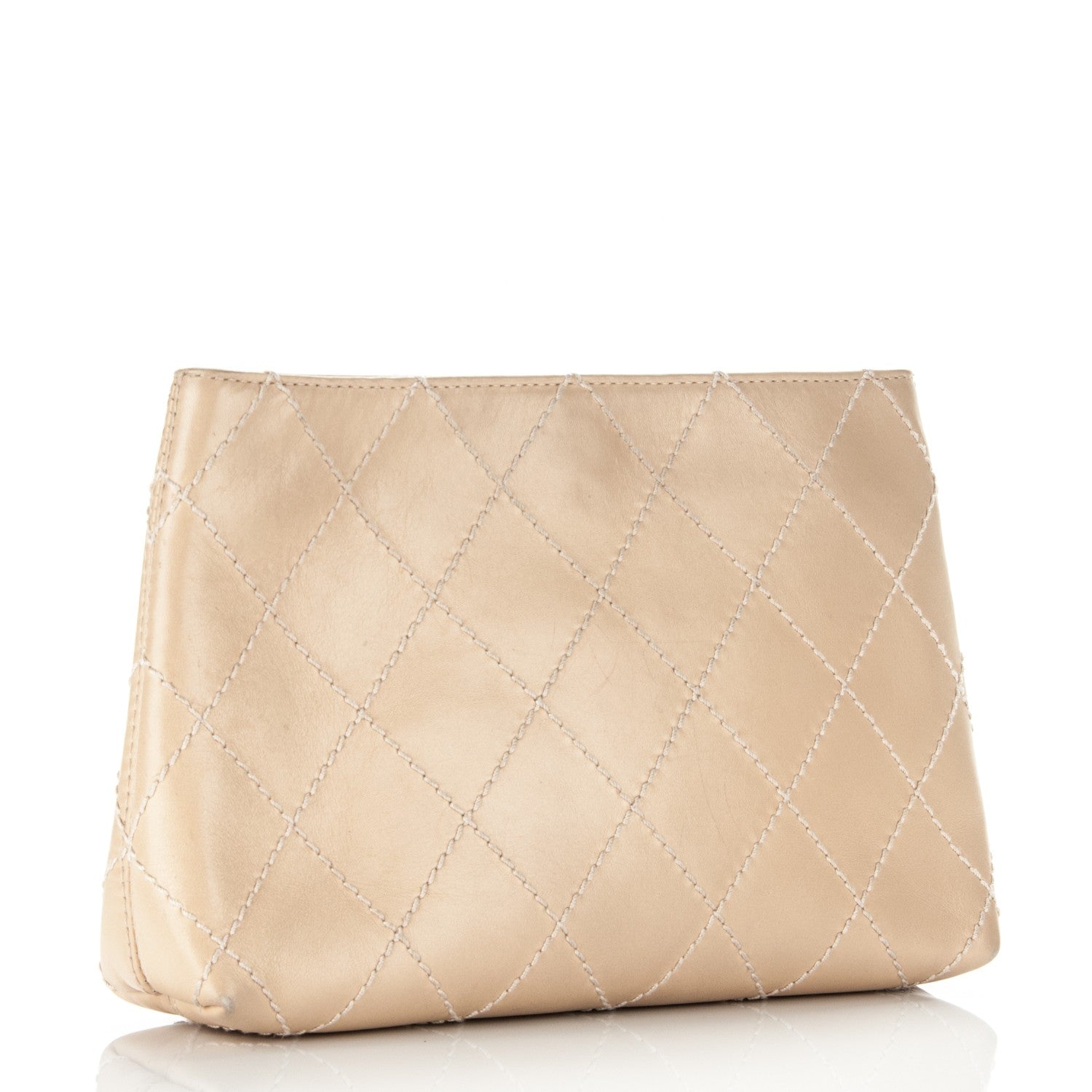 Chanel Lambskin Diamond Stitch Clutch Beige 3 of 8