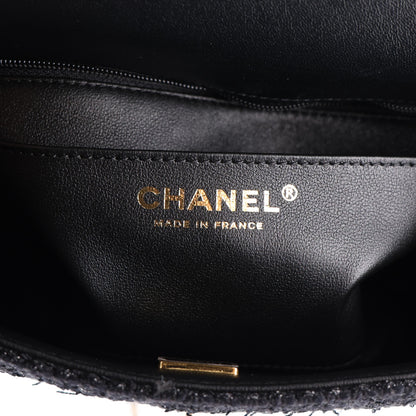 Chanel Tweed Quilted Medium Retro Twist Top Handle Flap  Black 6 of 11