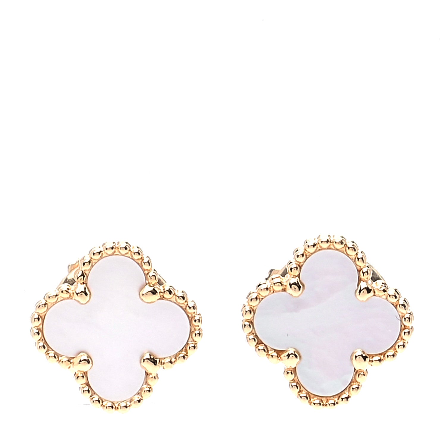 Van Cleef & Arpels 18K Yellow Gold Mother of Pearl Sweet Alhambra Earrings 1 of 5