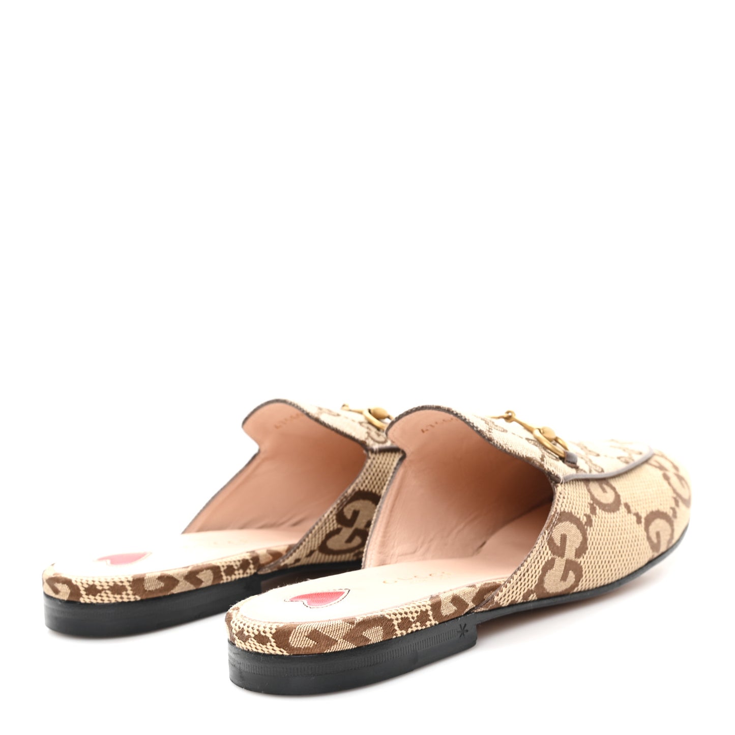 Monogram Jumbo GG Malaga Kid Womens Princetown Slippers 38.5 Camel Ebony New Acero Beige