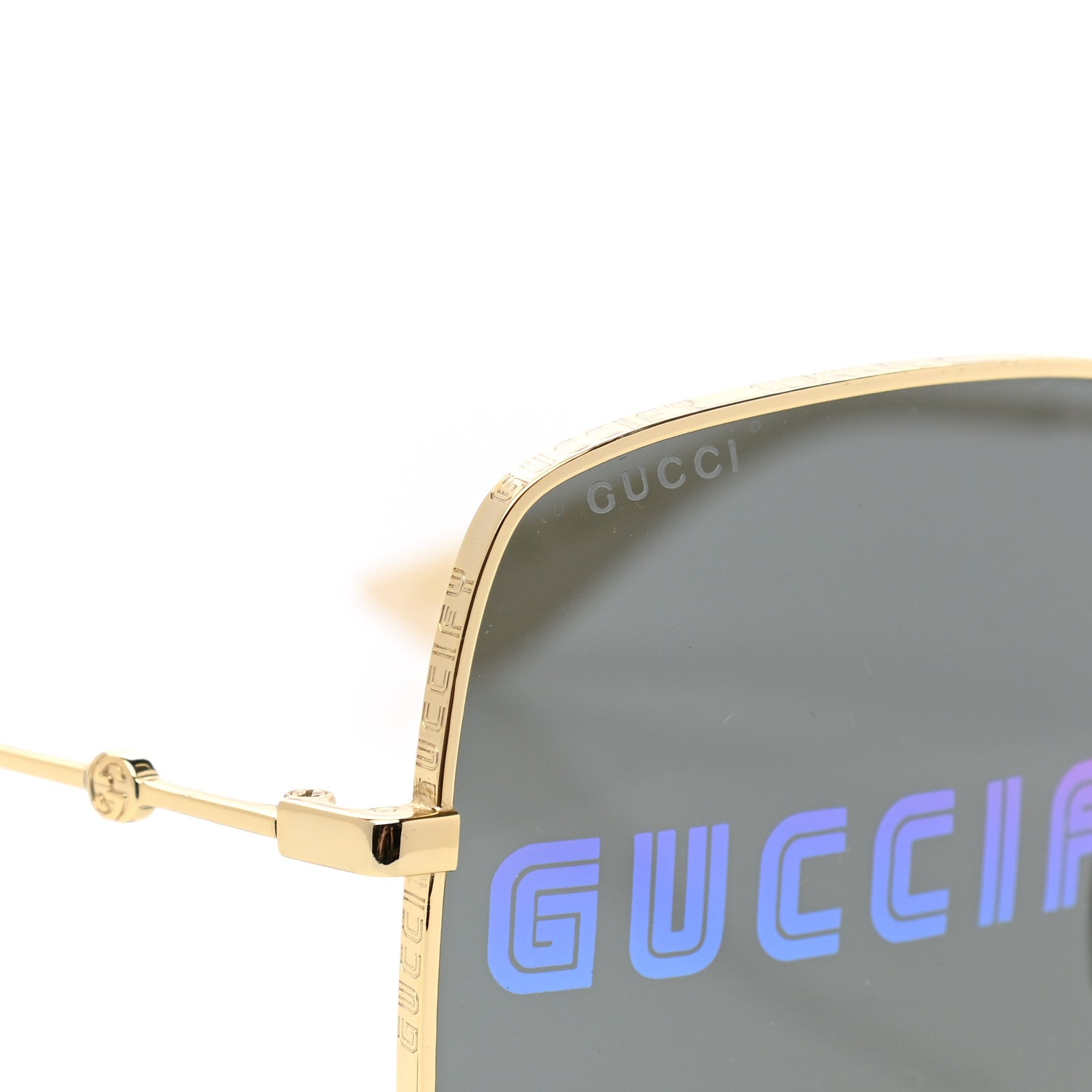 Gucci Metal Rectangular Guccify Frame Sunglasses GG0414S Gold 7 of 8