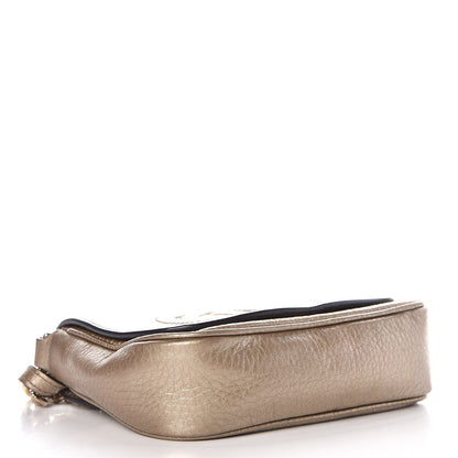 Gucci Metallic Pebbled Calfskin Small Soho Flap Crossbody Golden Beige 4 of 7