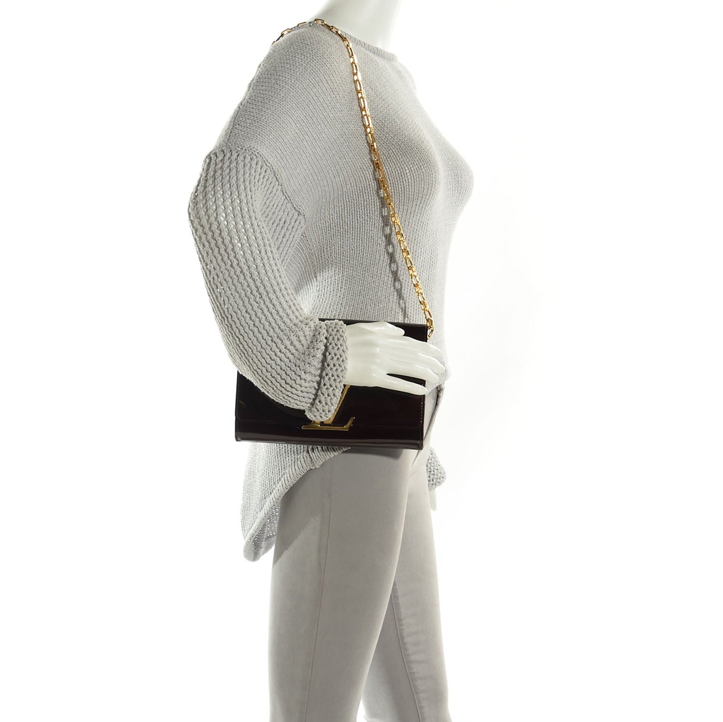 Patent Calfskin Chain Louise GM Amarante