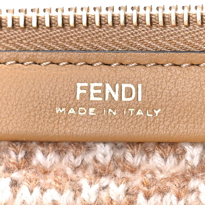 Fendi Fabric Calfskin FF Woven Large Flat Pouch Cammello 6 of 9