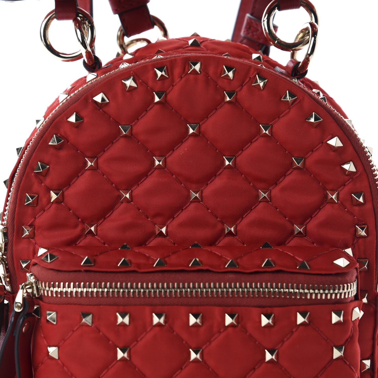 Valentino Garavani Nylon Quilted Mini Rockstud Spike Backpack Red 8 of 8