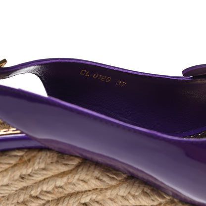 Louis Vuitton Patent Open Toe Espadrille Wedges 37 Purple 8 of 10