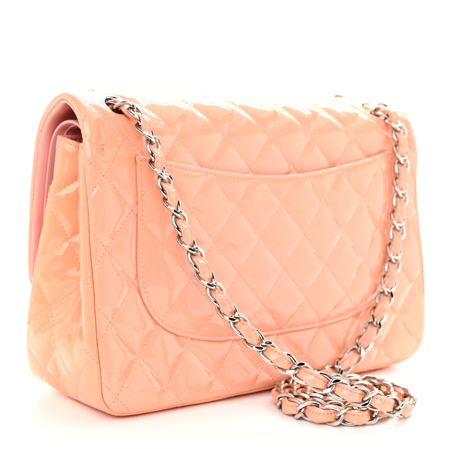 Chanel Patent Quilted Jumbo Double Flap Coral 3 of 13