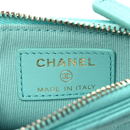Chanel Caviar Quilted Flap Zip Card Holder Turquoise 5 of 7